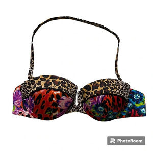 VICTORIA’S Secret Leopard floral colourful  printed Push Up Bikini Top Size 34B